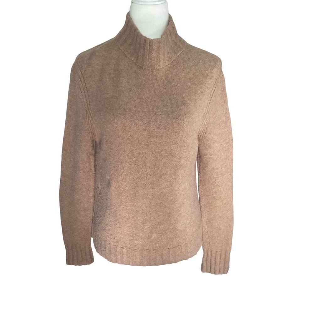 J. Crew Camel Tan Wool Blend Supersoft Yarn Mock Neck Long Sleeve Sweater Size M